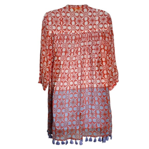 Roller Rabbit Serafina Tassel & Fringed Tunic top size small Floral Coverup - Picture 4 of 8